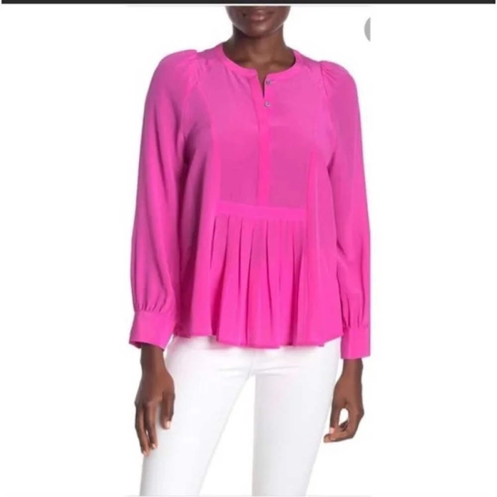 J. Crew Pink Bishop Sleeve Blouse with Mandarin Collar (Still NWT)